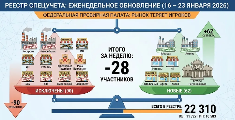 Реестр спецучета: закрытие производств и высокая ротация в ритейле и ломбардах