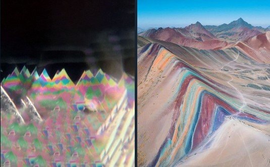 Радужные горы в алмазах: редчайшее явление природы