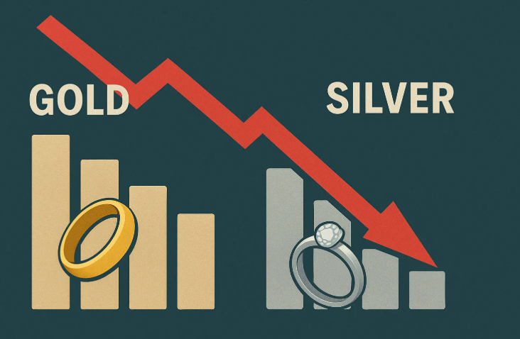 Динамика розничных продаж ювелирных изделий из золота и серебра за январь–октябрь 2025 года