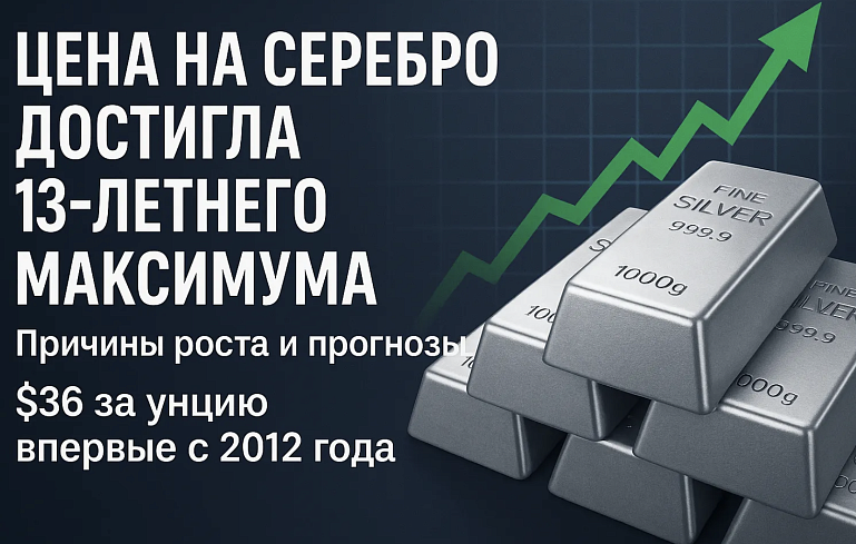 Цена на серебро достигла 13-летнего максимума: причины роста и прогнозы