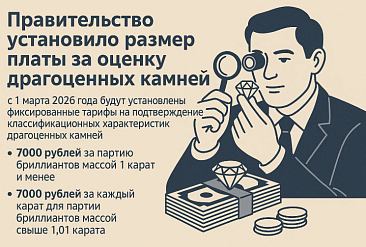 Правительство РФ установило размер платы за оценку драгоценных камней